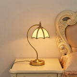 Vintage Table Lamp  Brass Umbrella Glass Shade - Product detail 5
