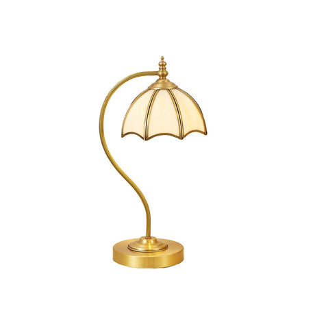 Vintage Table Lamp  Brass Umbrella Glass Shade - Product detail 20