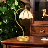 Vintage Table Lamp  Brass Umbrella Glass Shade - Product detail 6