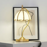 Vintage Table Lamp  Brass Umbrella Glass Shade - Product detail 19