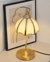Vintage Table Lamp  Brass Umbrella Glass Shade - Product detail 14