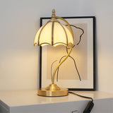 Vintage Table Lamp  Brass Umbrella Glass Shade - Product detail 11