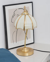 Vintage Table Lamp  Brass Umbrella Glass Shade - Product detail 17