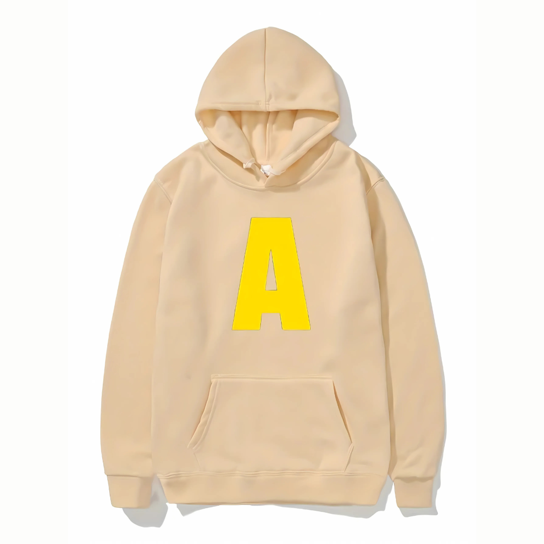 Unisex Letter Hoodie  Bold Yellow A Design - Product detail 5