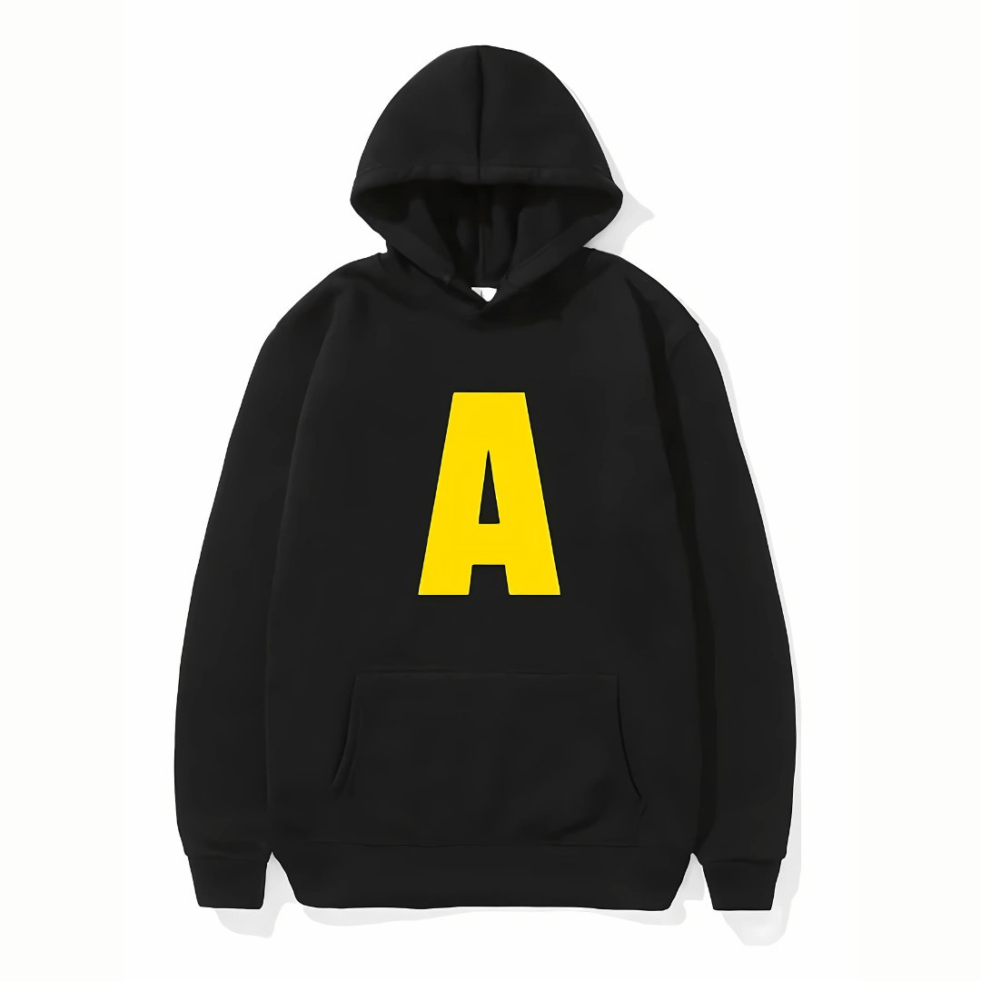 Unisex Letter Hoodie  Bold Yellow A Design - Product detail 7