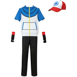 Anime Trainer Costume Set  Blue White Short Sleeve Collection - Product showcase