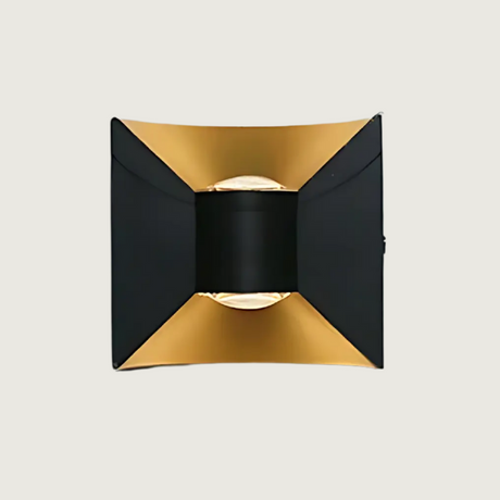 Modern Outdoor Wall Light  Black Gold Dual Beam Design - Product showcase
