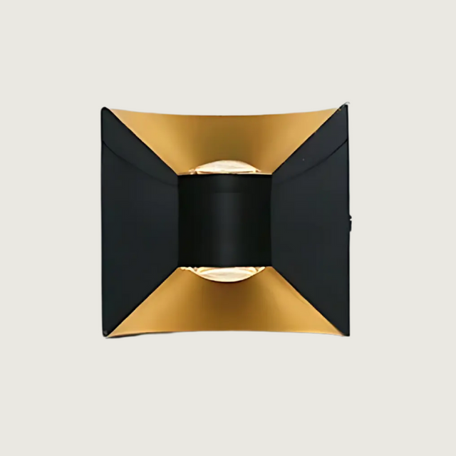 Modern Outdoor Wall Light  Black Gold Dual Beam Design - Product showcase