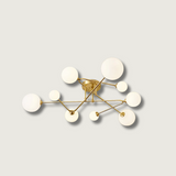 Modern Sputnik Ceiling Light  Brass Arms with Glass Globes - Product showcase