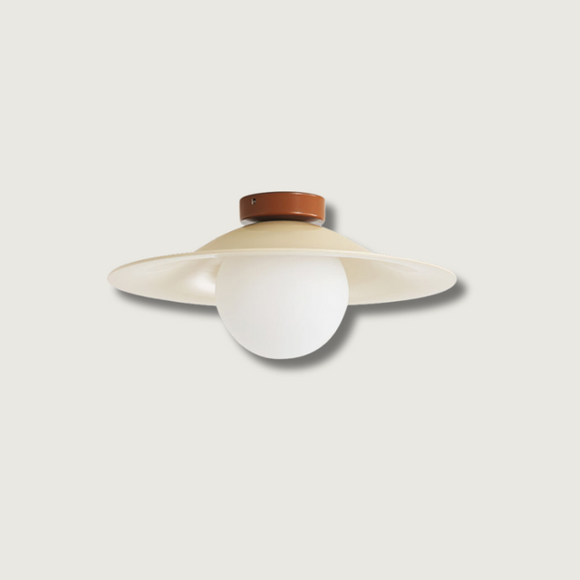 Modern Ceiling Light  Wide Metal Shade Glass Globe Design - Product showcase