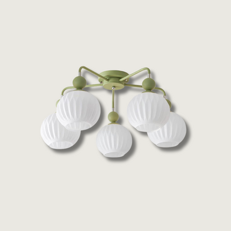 Modern Glass Ceiling Light  Ribbed Shades With Sage Frame - Product showcase