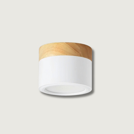 Nordic Ceiling Spotlight  Wood and White Metal Design - Product showcase