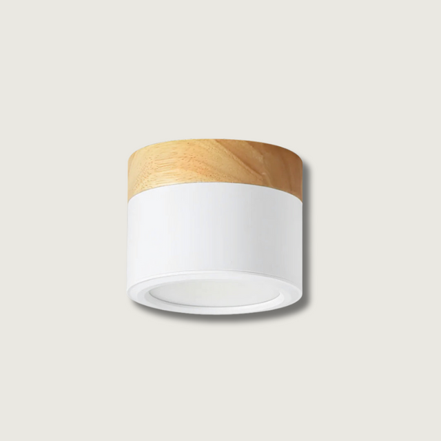 Nordic Ceiling Spotlight  Wood and White Metal Design - Product showcase