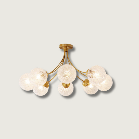 Vintage Glass Ceiling Light  Brass Frame With Textured Globes - Product showcase