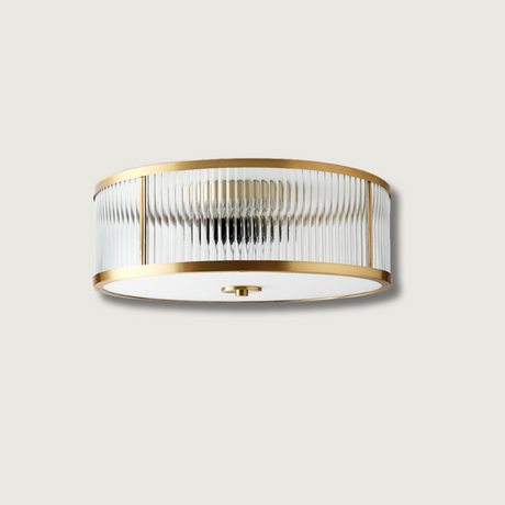 Art Deco Ceiling Light  Brass Trim Glass Diffuser - Product showcase