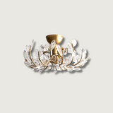 Floral Ceiling Light  Crystal Glass Petals with Brass Base - Product showcase