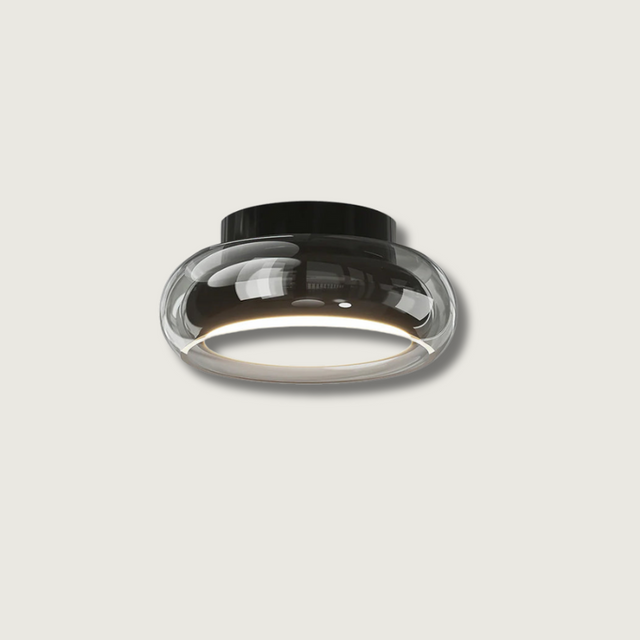 Modern Glass Ceiling Light  Rounded Edge Black Frame - Product showcase