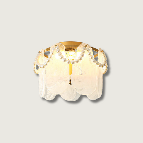 Pearl Ceiling Light  Golden Frame With Glass Panels - Product showcase