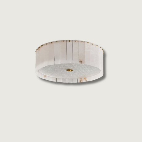Alabaster Ceiling Light  Natural Stone Panels with Brass Accents - Product showcase