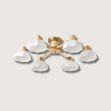 Scandinavian Ceiling Light  Wood and Glass Flower Design - Product showcase