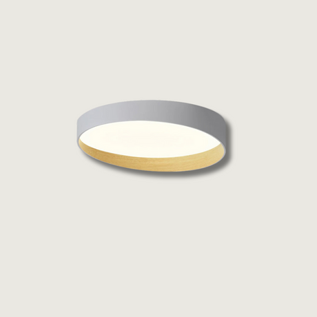 Modern LED Ceiling Light  Grey Metal Wood Accent - Product showcase
