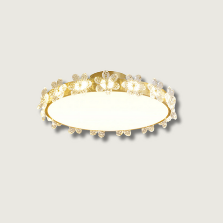 Crystal Petal Ceiling Light  Brass Frame With Faceted Accents - Product showcase