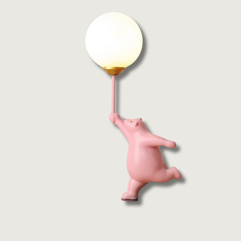 Kids Room Table Lamp  Playful Pink Bear Design - Product showcase