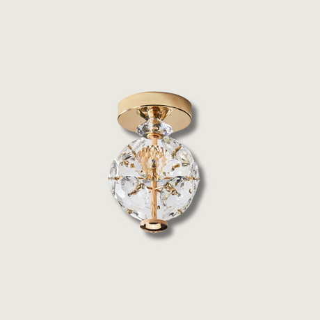 Crystal Sphere Ceiling Light  Gold Frame Glass Globe Design - Product showcase