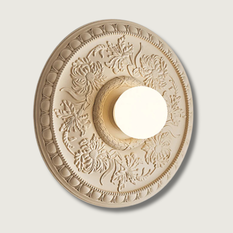 Victorian Ceiling Medallion Light  Floral Relief Pattern - Product showcase