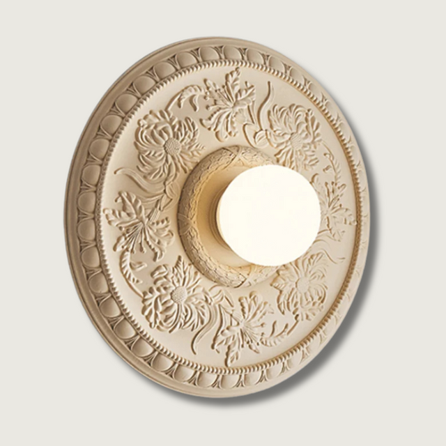 Victorian Ceiling Medallion Light  Floral Relief Pattern - Product showcase
