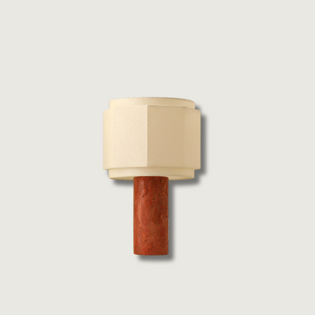 Modern Stone Table Lamp  Red Travertine Base - Product showcase
