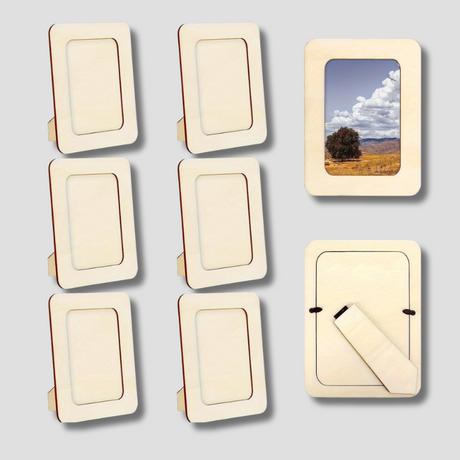 Wooden Photo Frame Set  Natural Wood DIY Display Frames - Product showcase
