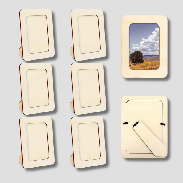 Wooden Photo Frame Set  Natural Wood DIY Display Frames - Product showcase