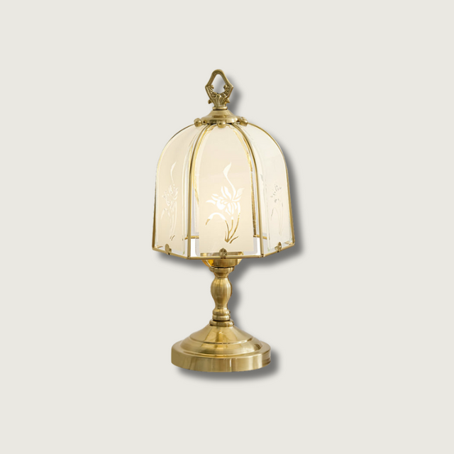 Victorian Table Lamp  Glass Dome Orchid Pattern - Product showcase