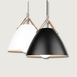 Modern Pendant Light  Leather Strap Aluminum Shade - Product showcase