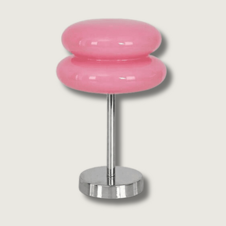 Modern Glass Table Lamp  Pink Double Ring Design - Product showcase