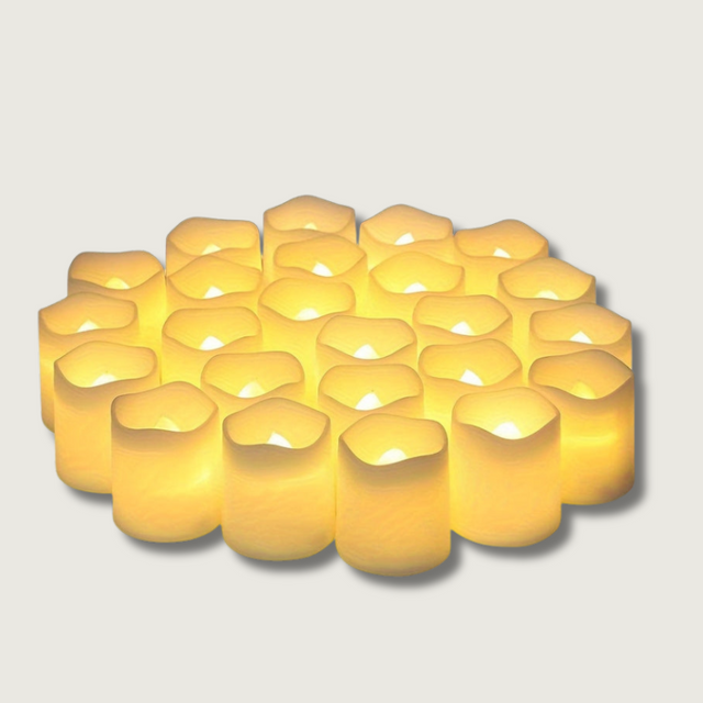LED Tea Light Set  24 Flameless Candles with Warm Glow - Product showcase