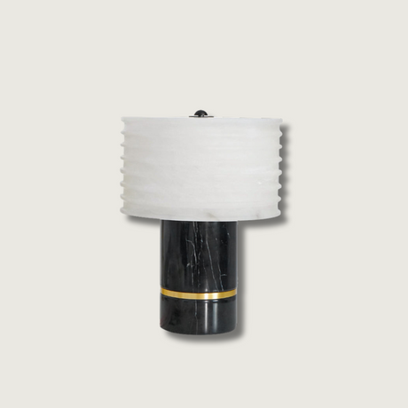 Modern Marble Table Lamp  Black Base Gold Accent - Product showcase