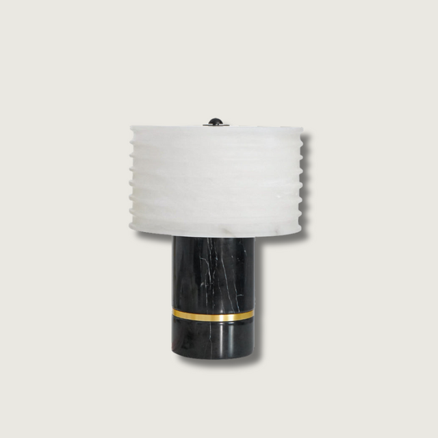 Modern Marble Table Lamp  Black Base Gold Accent - Product showcase