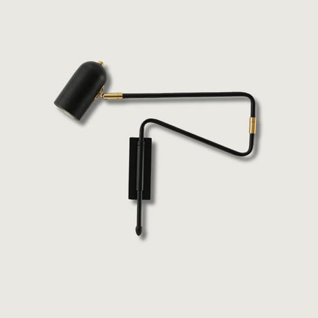 Modern Wall Lamp  Adjustable Arm with Brass Accents - Product showcase