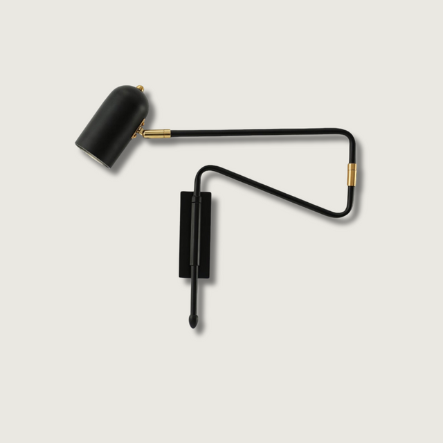 Modern Wall Lamp  Adjustable Arm with Brass Accents - Product showcase