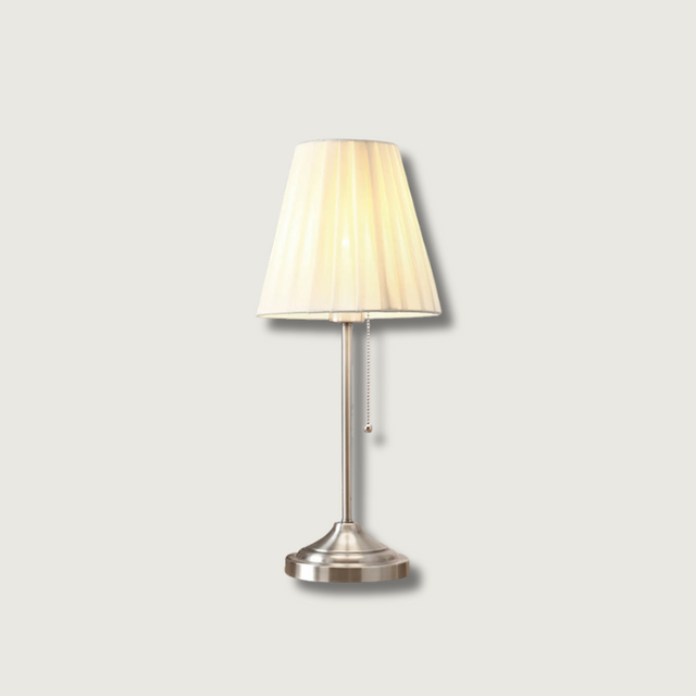 Modern Table Lamp  Brushed Metal Base With Pleated Shade - Product showcase