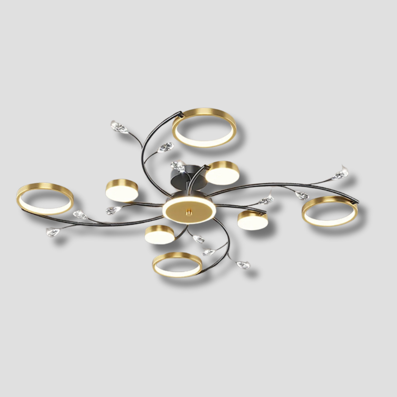 Modern LED Ceiling Light  Gold Ring Crystal Design - Product showcase