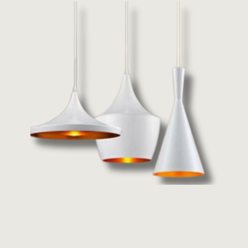 Modern Pendant Light  White Aluminum Cone Design - Product showcase