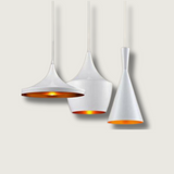 Modern Pendant Light  White Aluminum Cone Design - Product showcase
