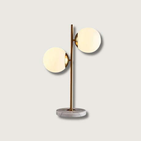 Modern Table Lamp  Dual Globe Glass with Brass Stem - Product showcase