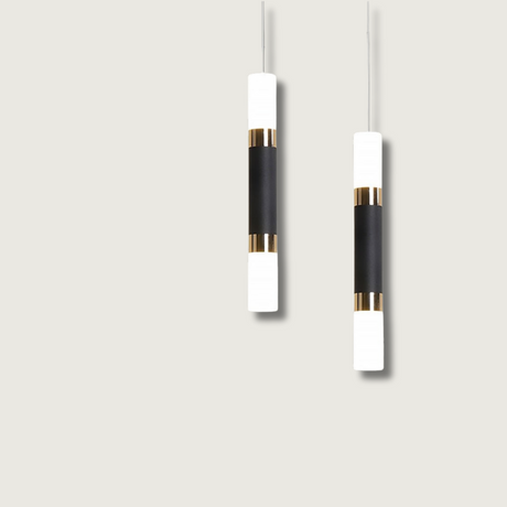 Modern Pendant Light  Black White Gold Cylinder Design - Product showcase