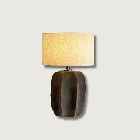 Modern Ceramic Table Lamp  Ribbed Base Design - Product showcase