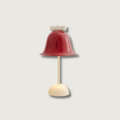 Bell Table Lamp  Red Metal Shade With Bow Detail - Product showcase