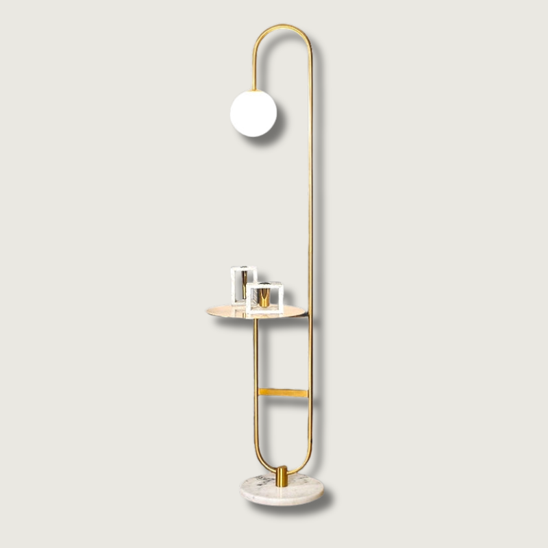 Modern Floor Lamp with Table  Brass and Marble Design - Product showcase